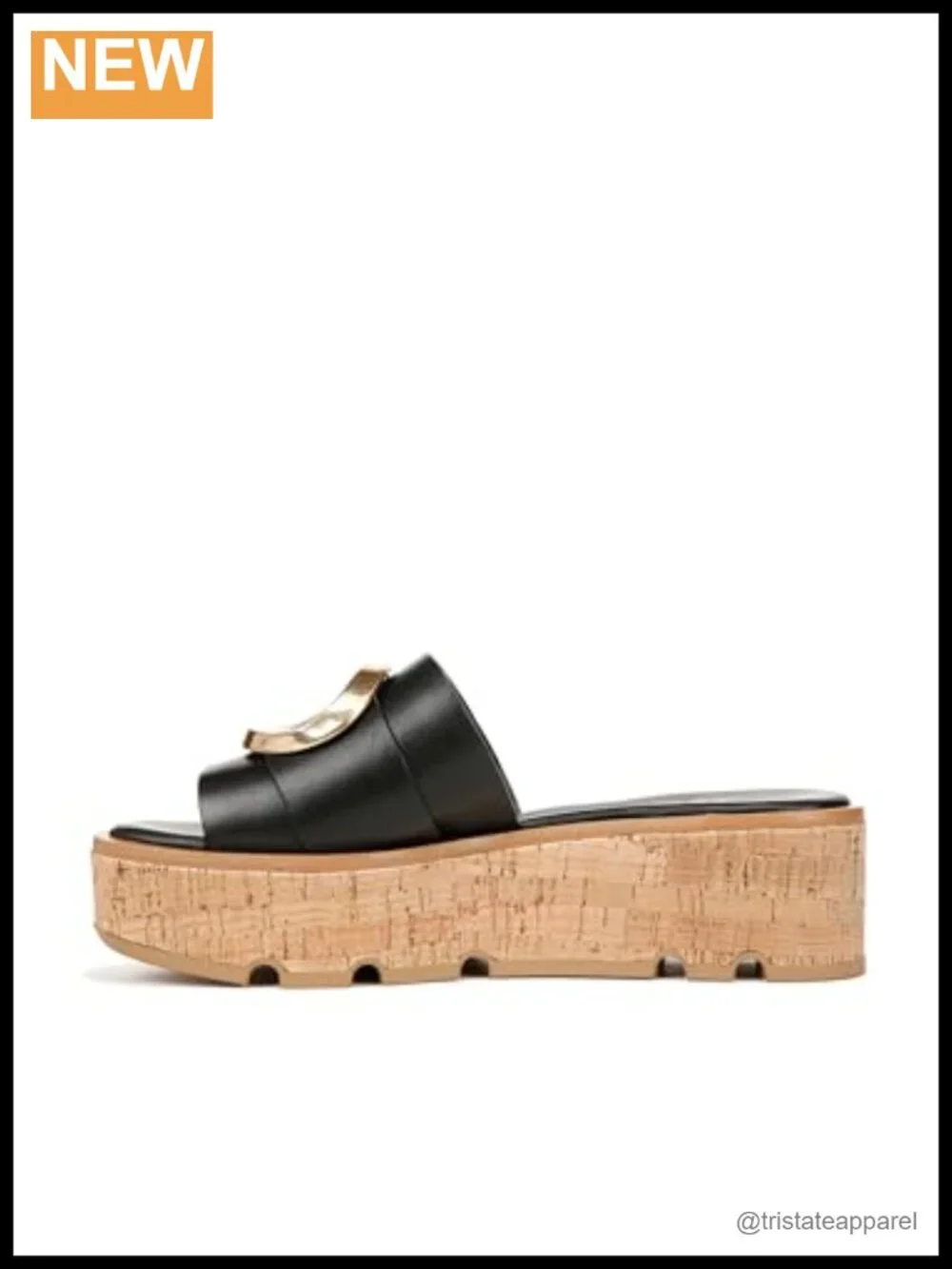 Leather Platform Slide Sandals Slip On Strappy Flat Casual